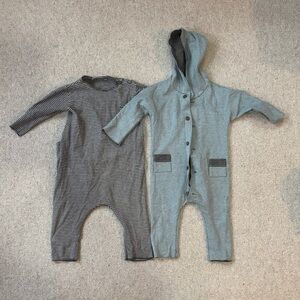 Charming Gray Striped Kids Footie Set